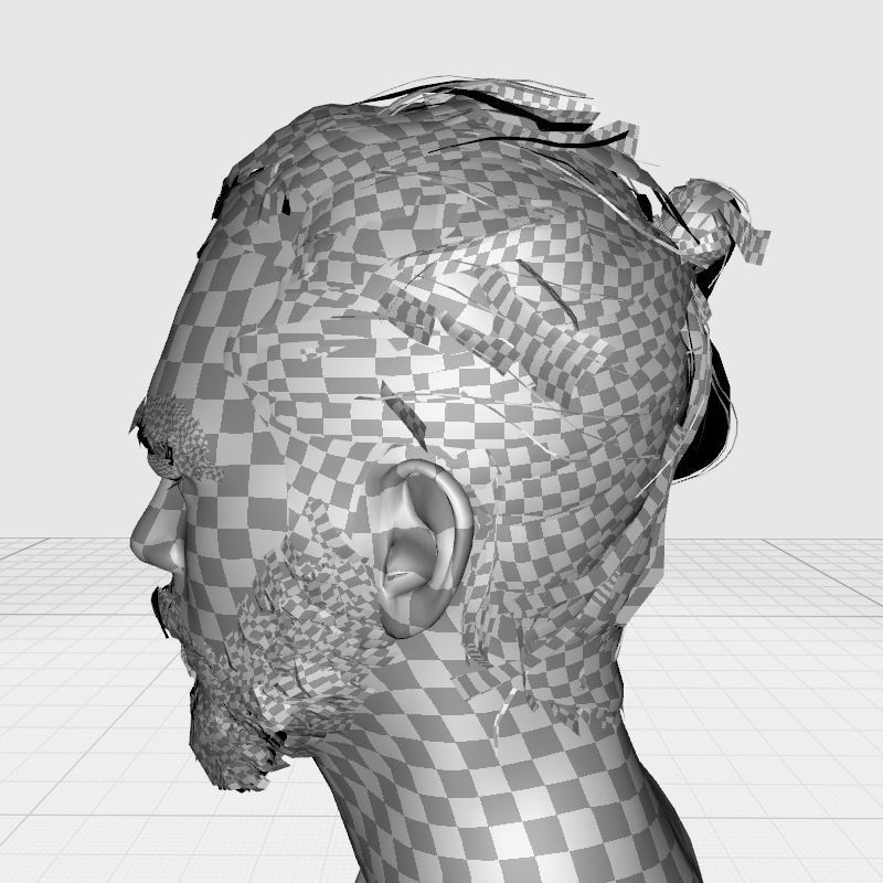 Bun Man - Asiatique Hair Low-Poly Low-poly 3D model_24