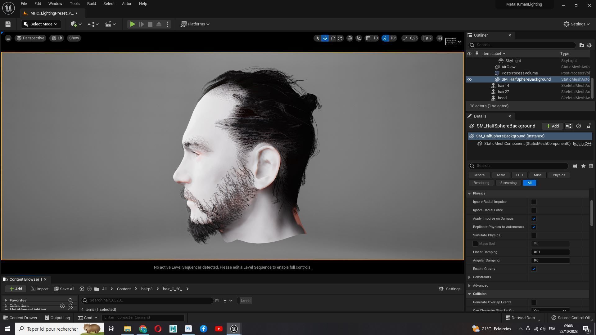 Bun Man - Asiatique Hair Low-Poly Low-poly 3D model_20