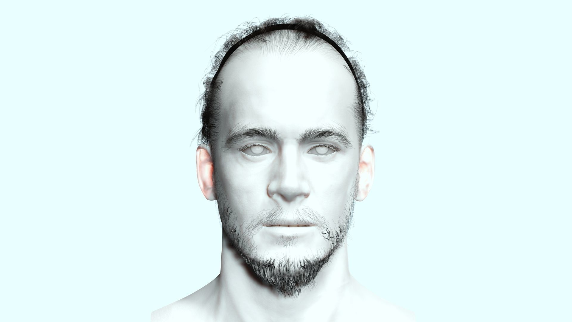 Bun Man - Asiatique Hair Low-Poly Low-poly 3D model_2