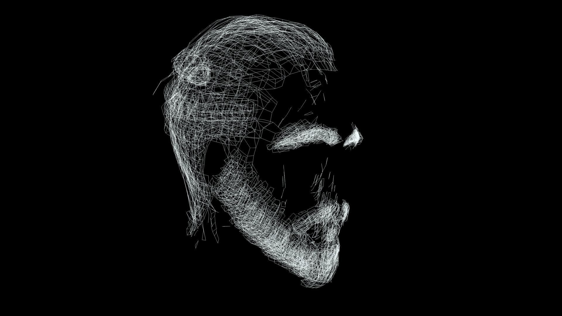 Bun Man - Asiatique Hair Low-Poly Low-poly 3D model_13