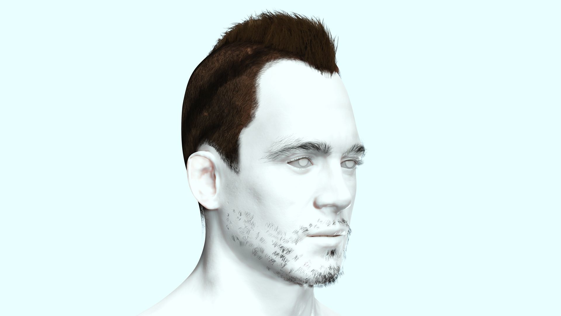 Realistic Fade Hair For Solder Low-poly 3D model_9