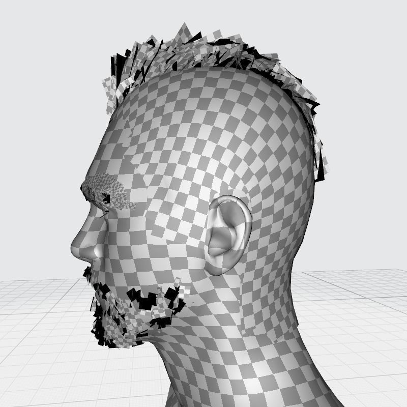 Realistic Fade Hair For Solder Low-poly 3D model_24