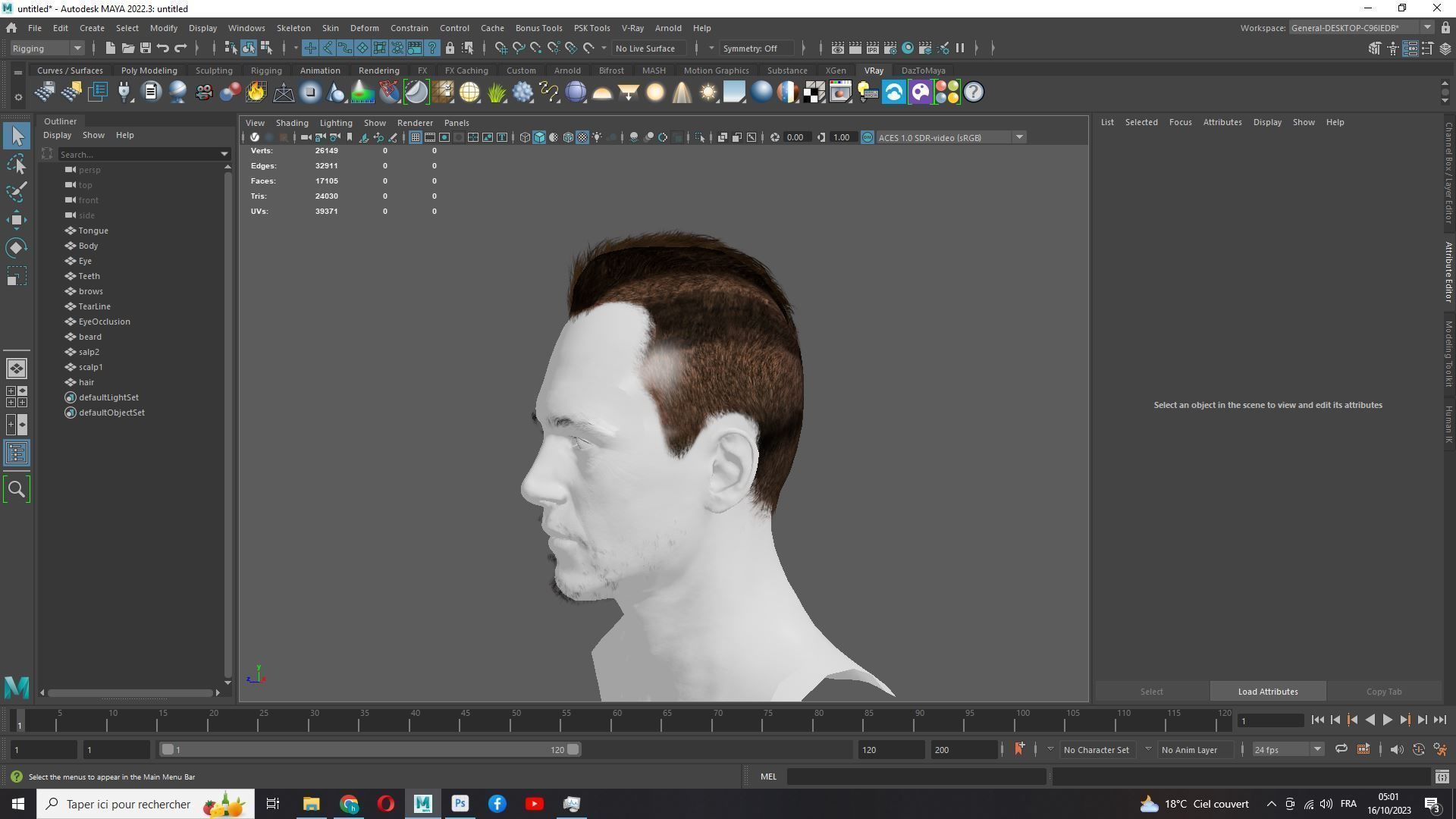 Realistic Fade Hair For Solder Low-poly 3D model_15
