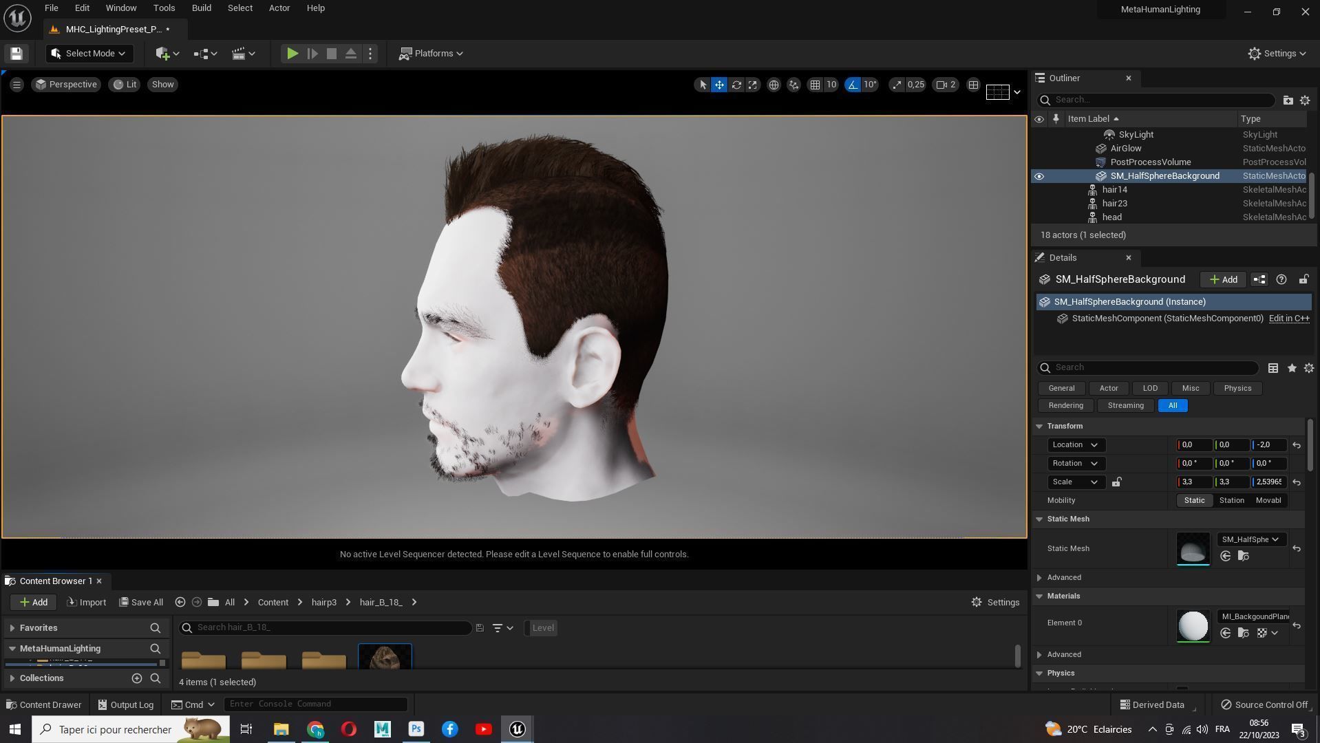 Realistic Fade Hair For Solder Low-poly 3D model_20