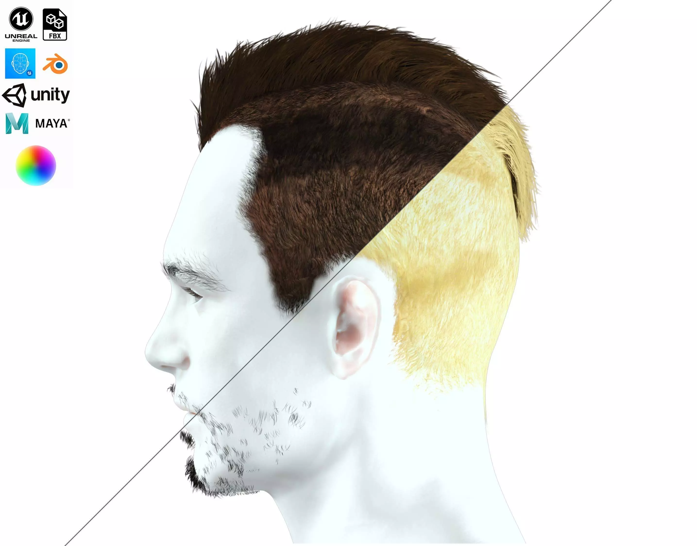 Realistic Fade Hair For Solder Low-poly 3D model_0