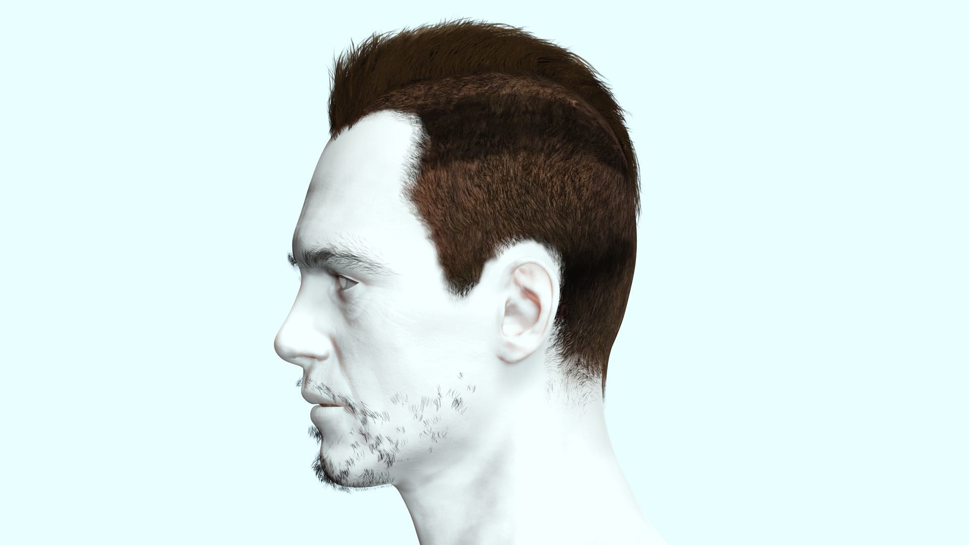 Realistic Fade Hair For Solder Low-poly 3D model_11