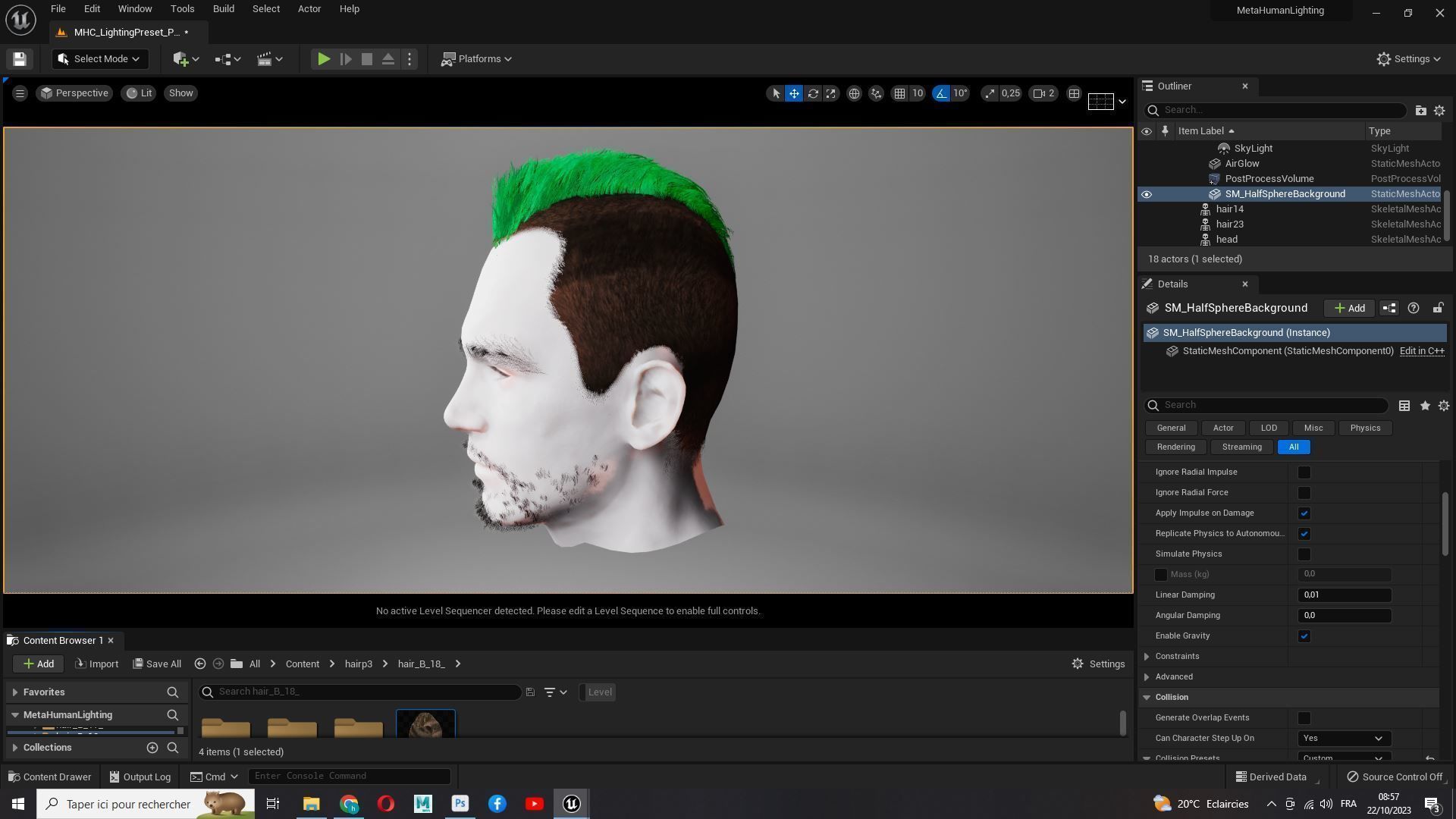 Realistic Fade Hair For Solder Low-poly 3D model_21