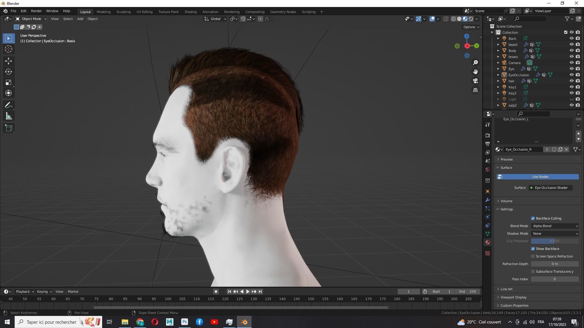 Realistic Fade Hair For Solder Low-poly 3D model_17