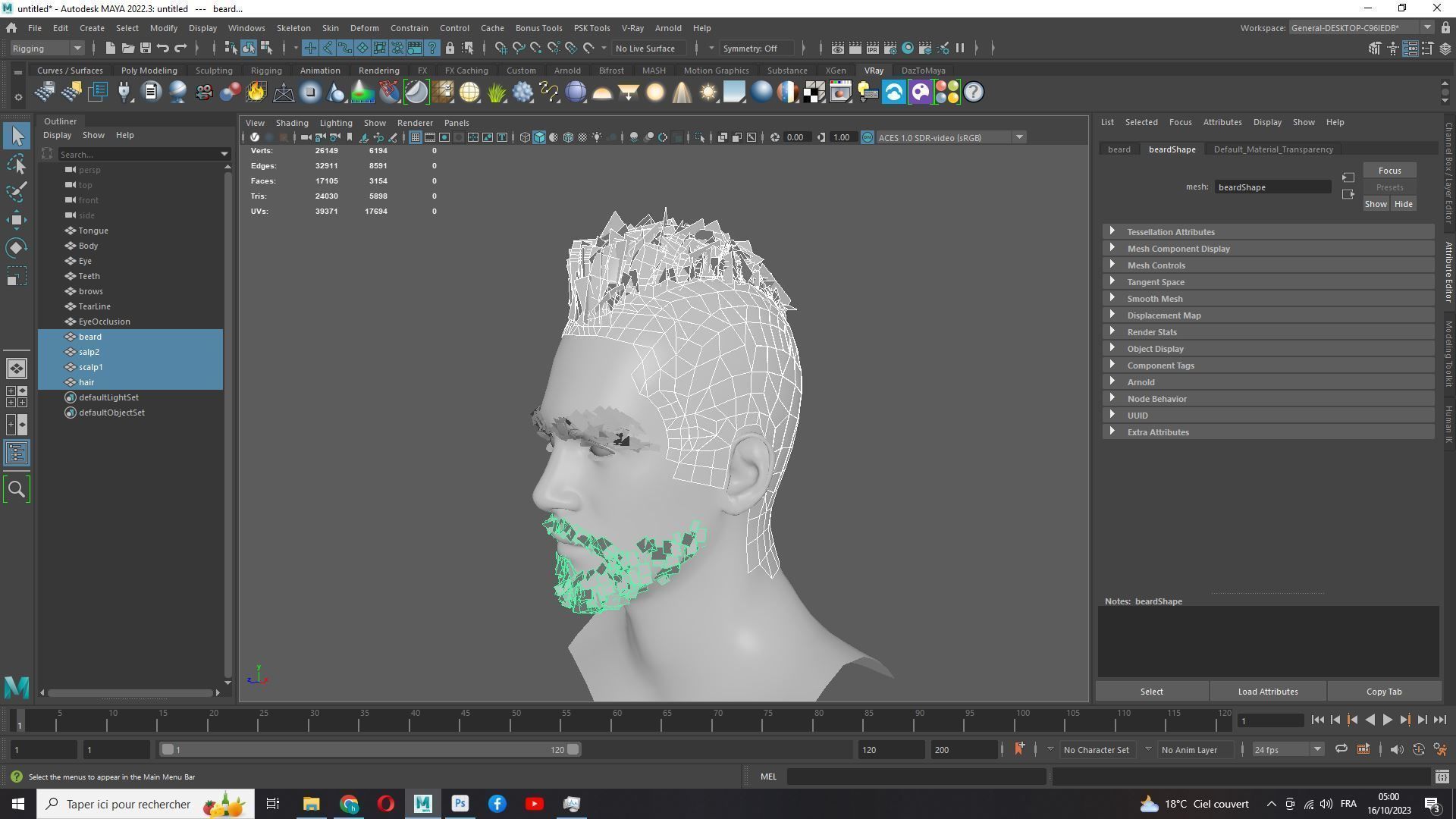 Realistic Fade Hair For Solder Low-poly 3D model_14