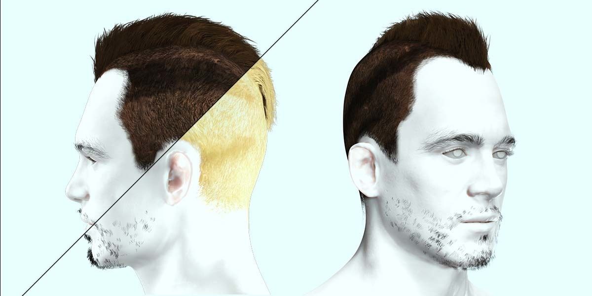 Realistic Fade Hair For Solder Low-poly 3D model_1