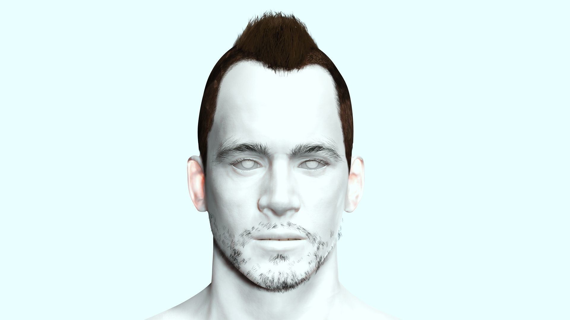 Realistic Fade Hair For Solder Low-poly 3D model_4