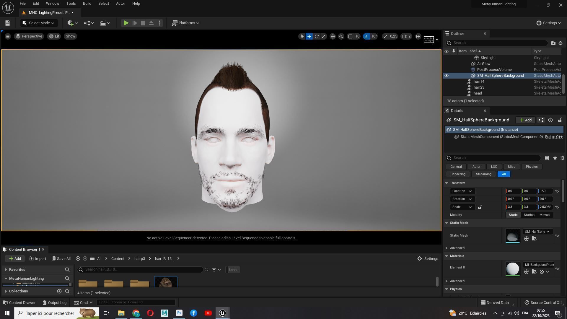 Realistic Fade Hair For Solder Low-poly 3D model_19