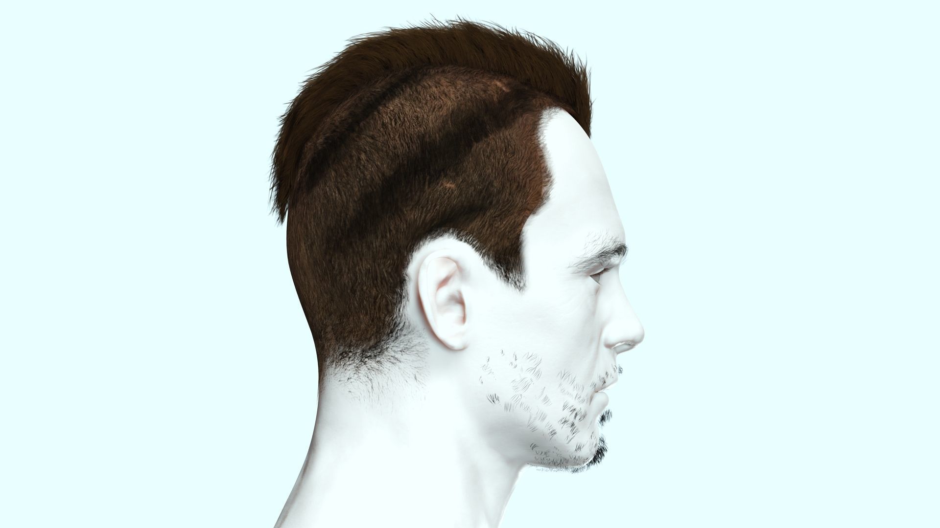 Realistic Fade Hair For Solder Low-poly 3D model_8
