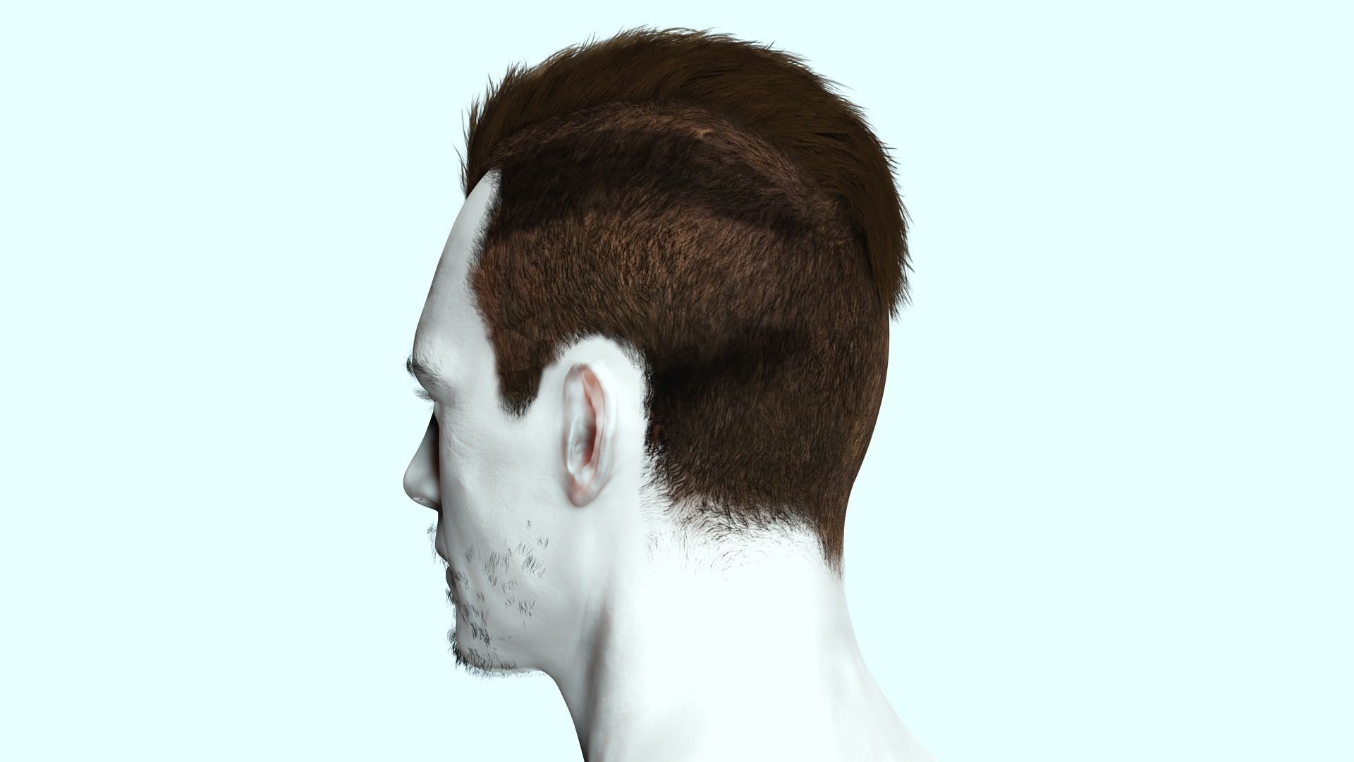 Realistic Fade Hair For Solder Low-poly 3D model_5