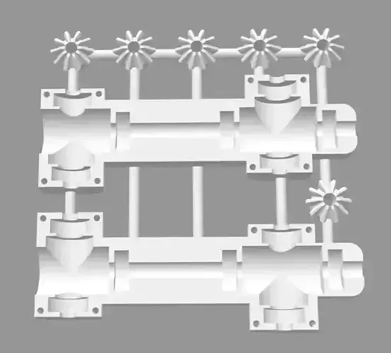 DoubleAxleGear box with bevel gear 3D print model