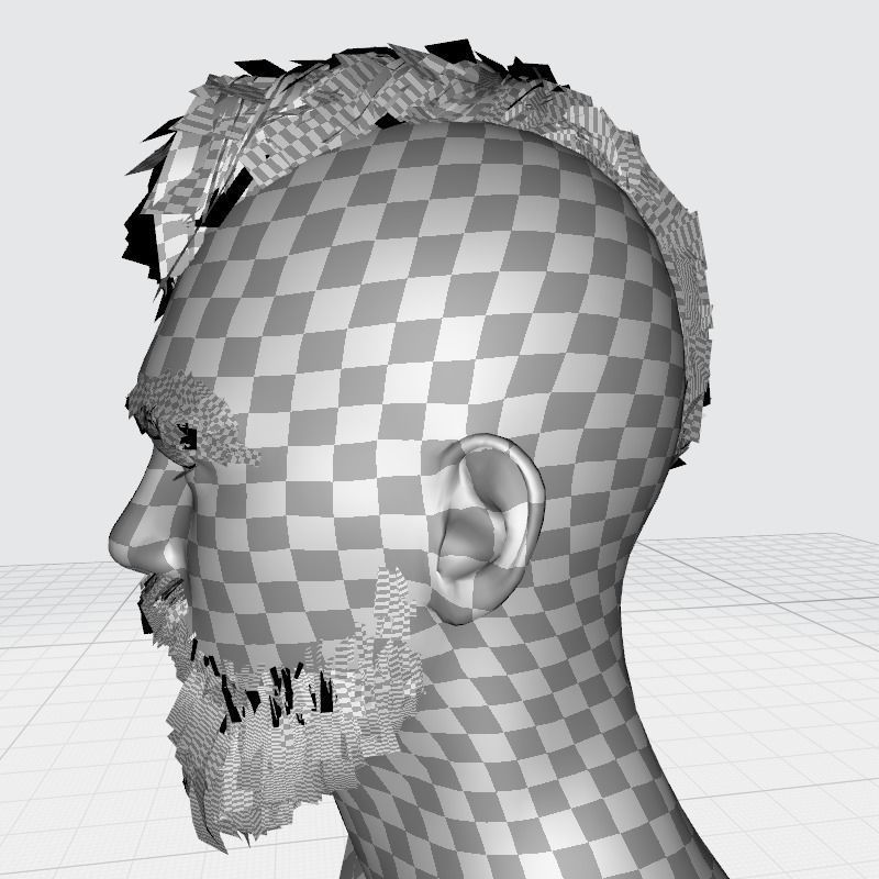 Realistic Viking Male Hair Style - Gunslinger Beard Low-poly 3D model_26