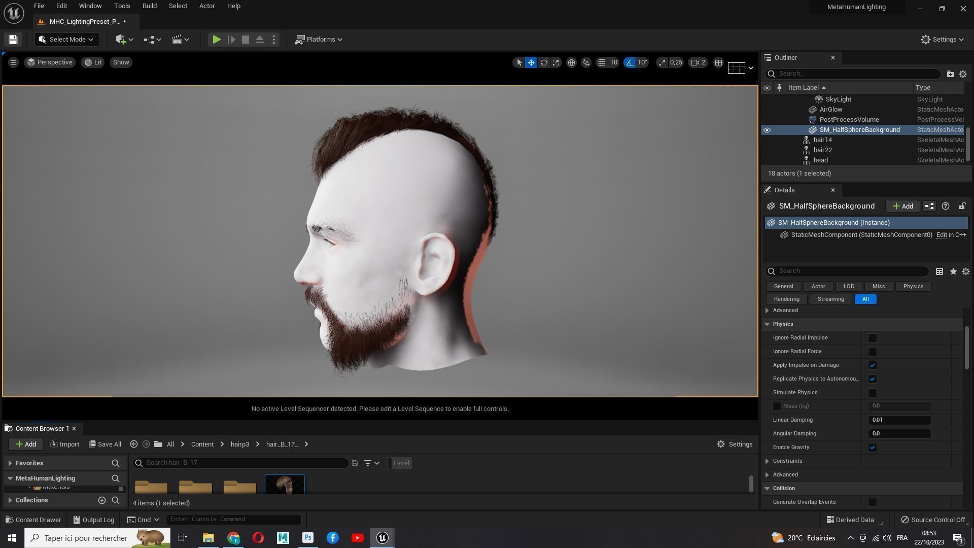 Realistic Viking Male Hair Style - Gunslinger Beard Low-poly 3D model_22