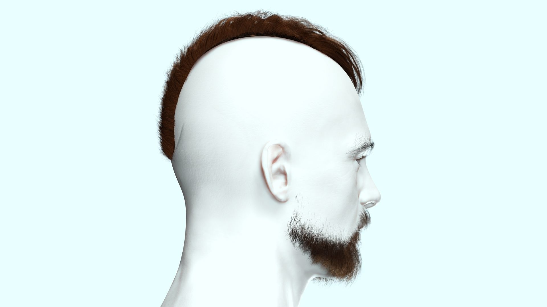Realistic Viking Male Hair Style - Gunslinger Beard Low-poly 3D model_8