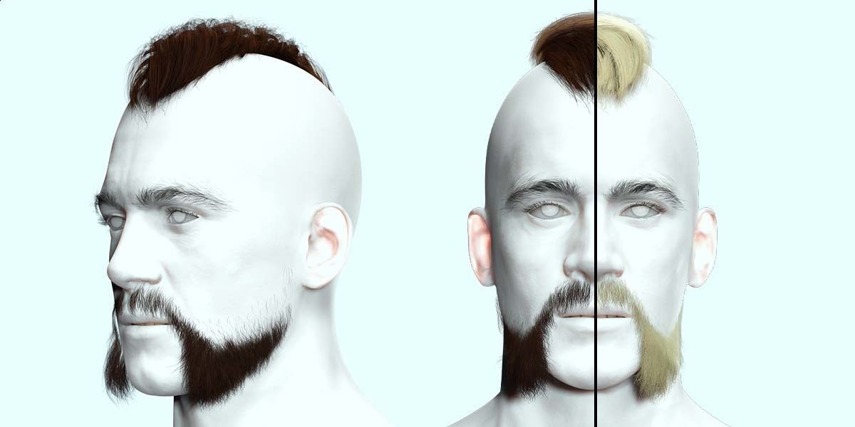 Realistic Viking Male Hair Style - Gunslinger Beard Low-poly 3D model_1