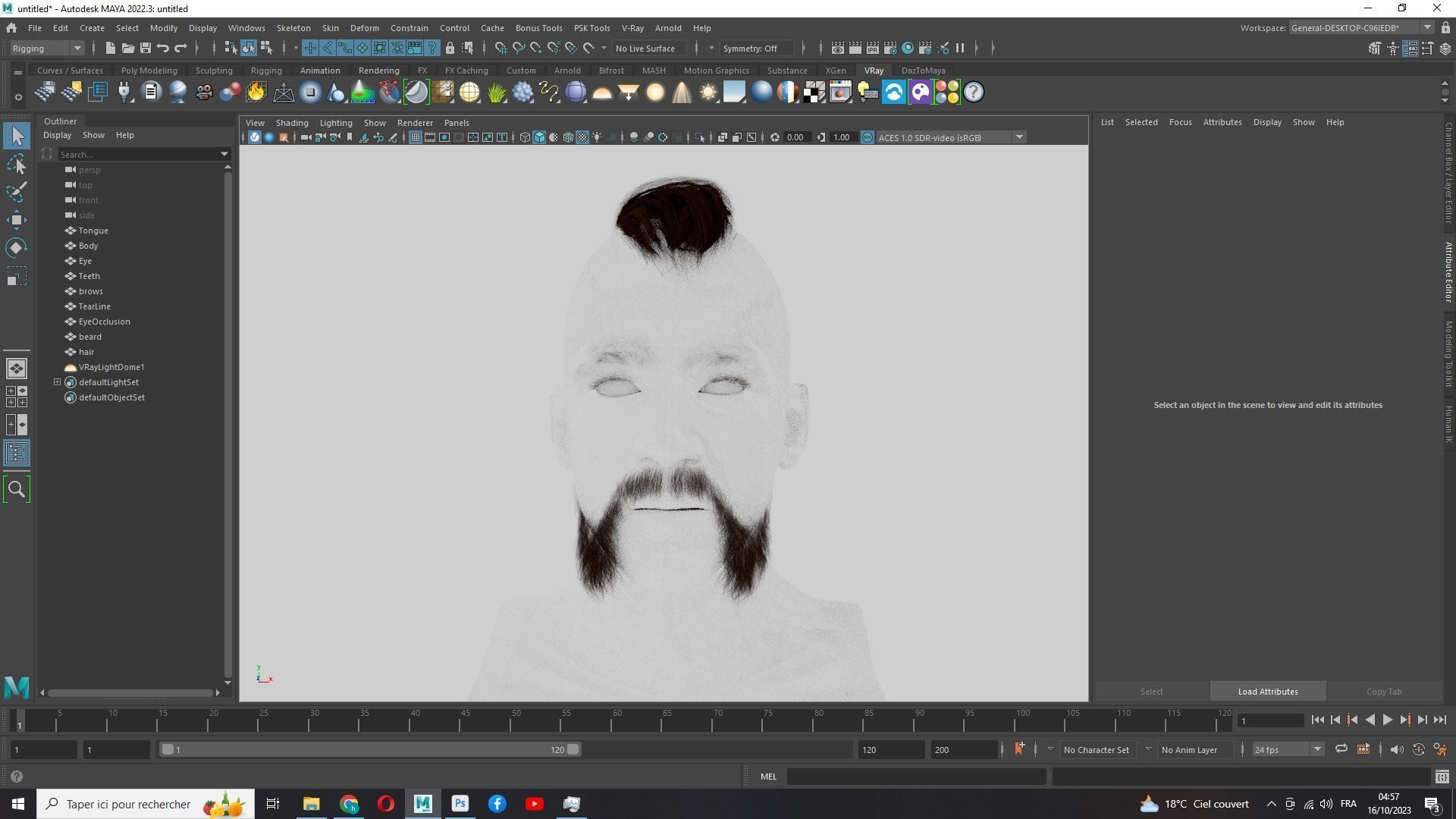 Realistic Viking Male Hair Style - Gunslinger Beard Low-poly 3D model_18