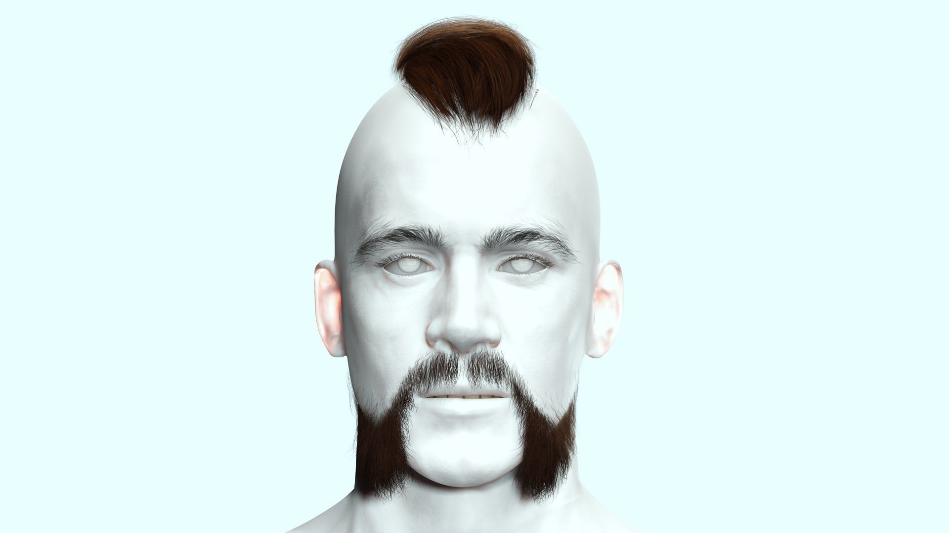 Realistic Viking Male Hair Style - Gunslinger Beard Low-poly 3D model_2
