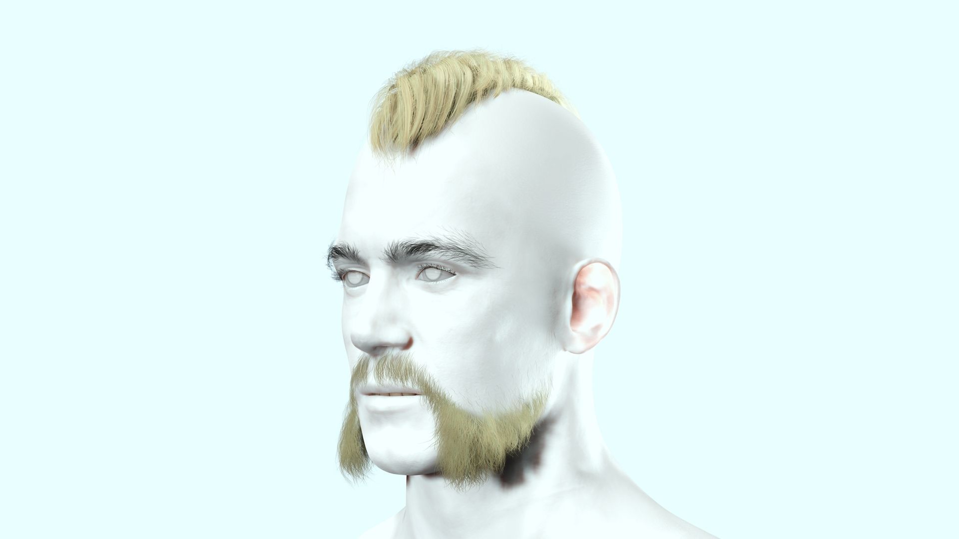 Realistic Viking Male Hair Style - Gunslinger Beard Low-poly 3D model_11