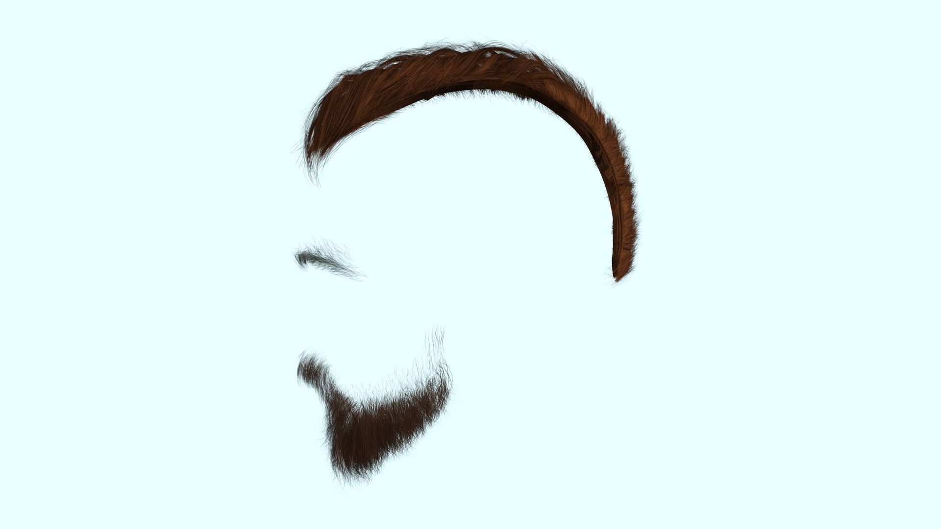 Realistic Viking Male Hair Style - Gunslinger Beard Low-poly 3D model_12