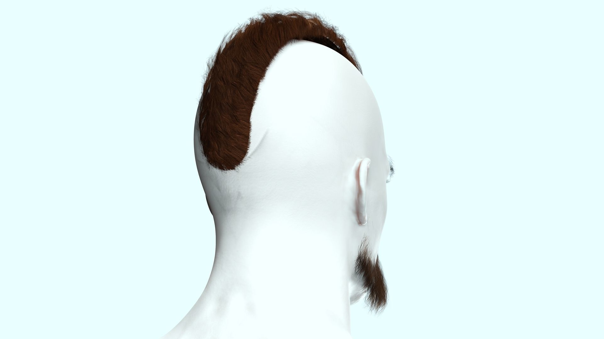 Realistic Viking Male Hair Style - Gunslinger Beard Low-poly 3D model_7
