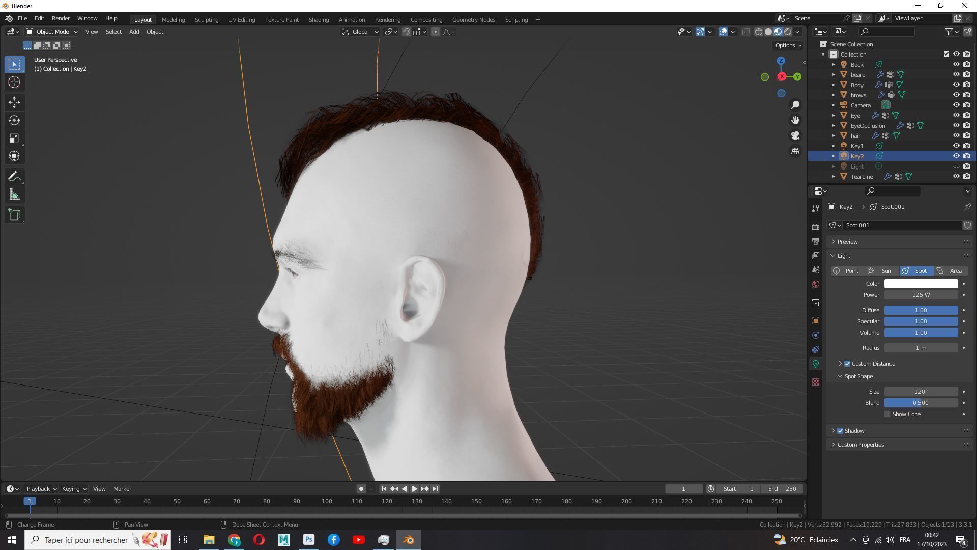 Realistic Viking Male Hair Style - Gunslinger Beard Low-poly 3D model_19