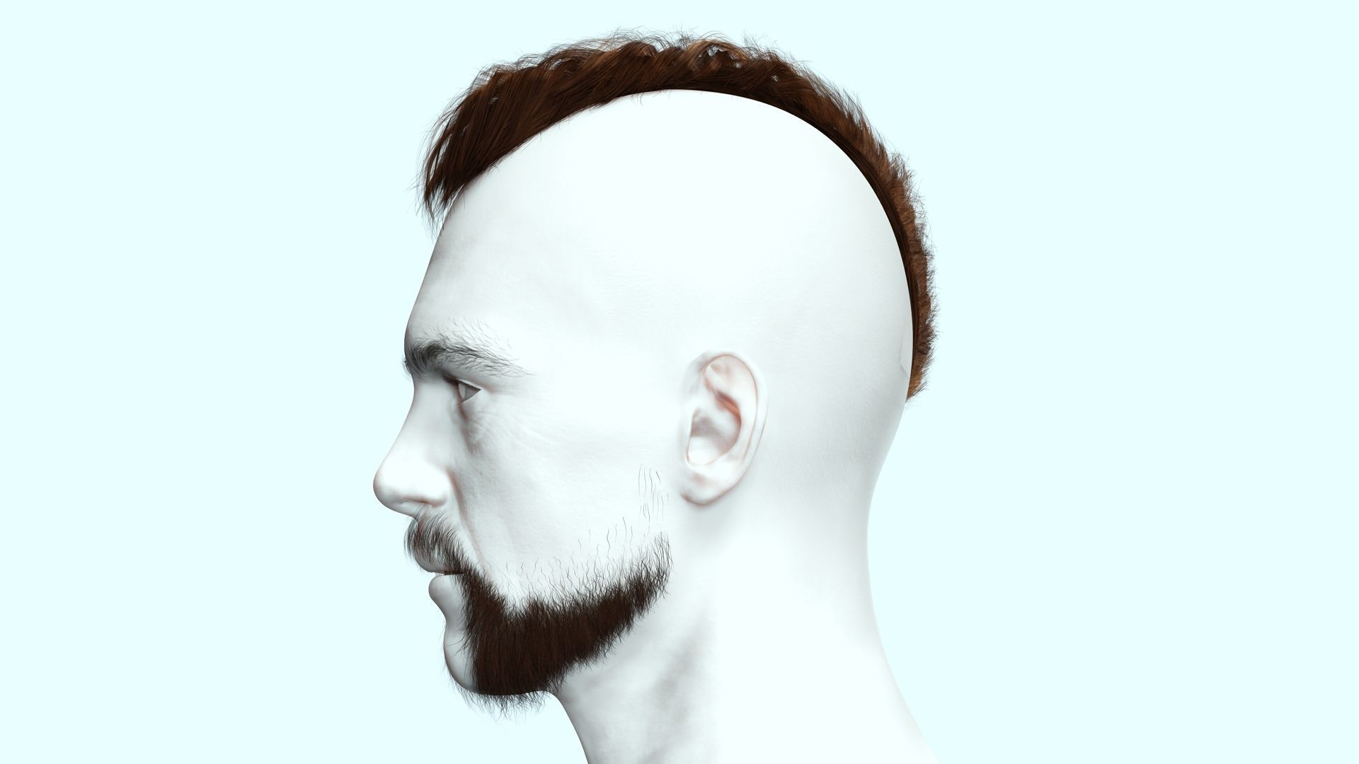 Realistic Viking Male Hair Style - Gunslinger Beard Low-poly 3D model_4