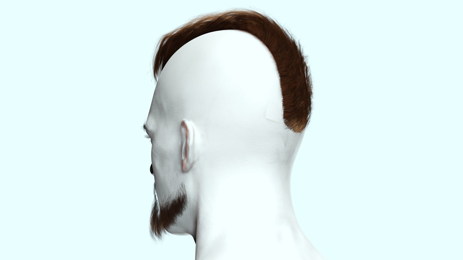 Realistic Viking Male Hair Style - Gunslinger Beard Low-poly 3D model_5