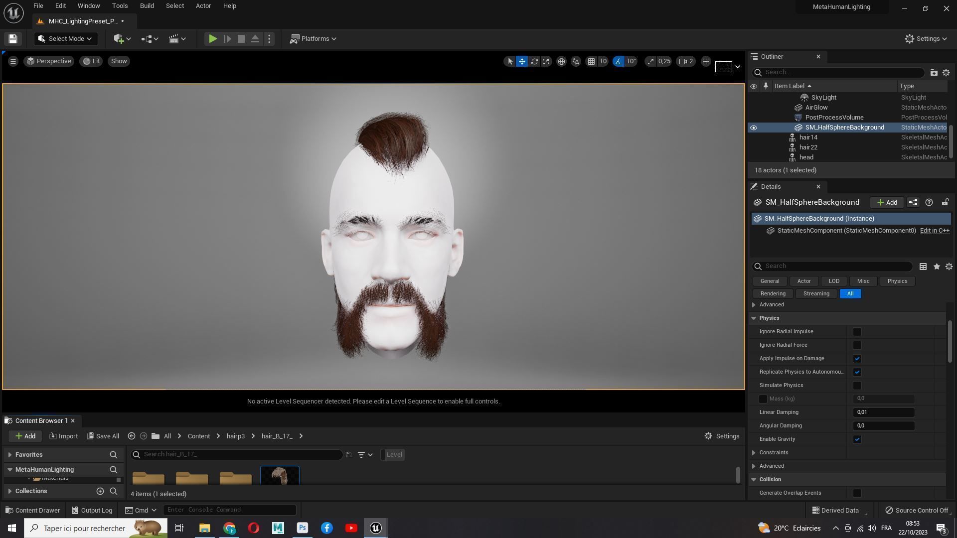 Realistic Viking Male Hair Style - Gunslinger Beard Low-poly 3D model_21