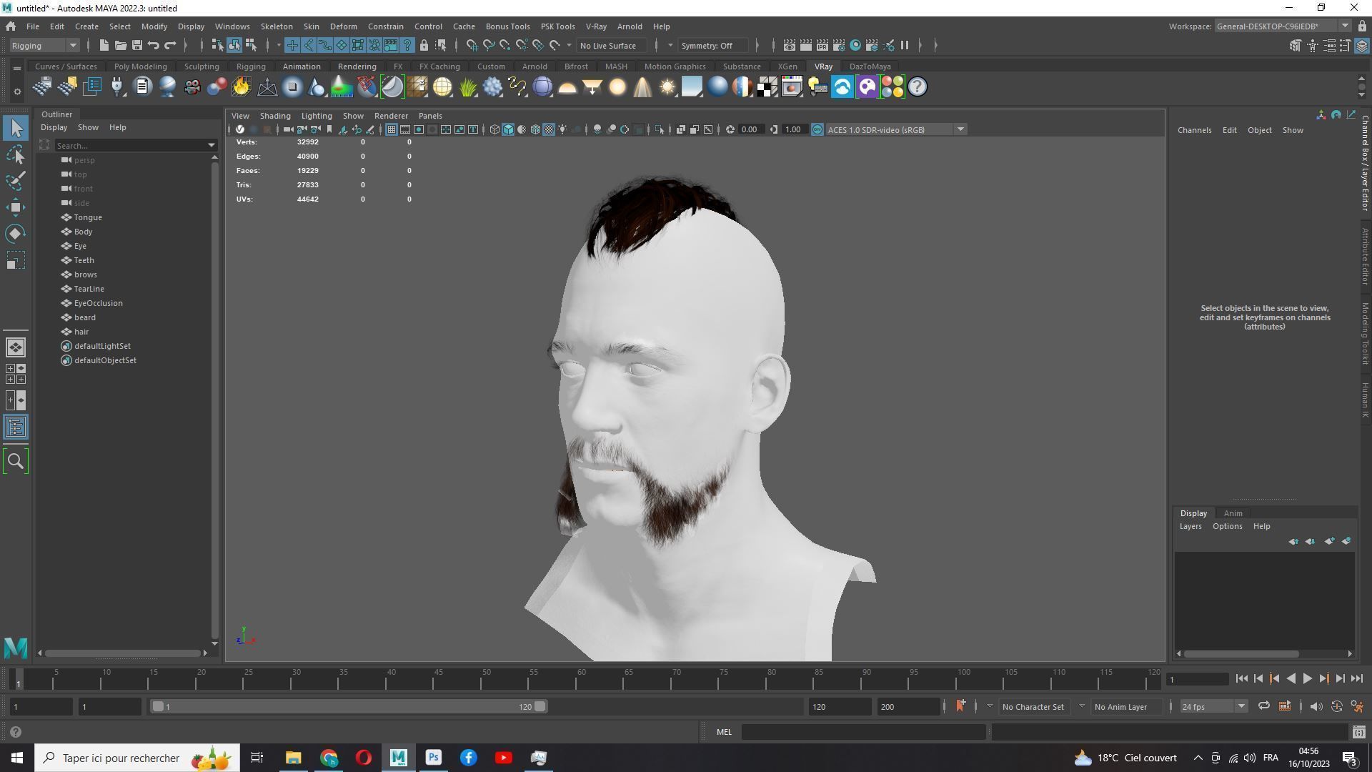 Realistic Viking Male Hair Style - Gunslinger Beard Low-poly 3D model_17