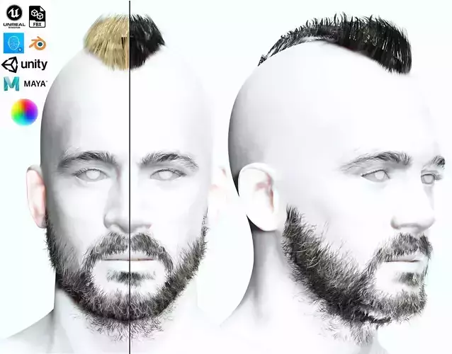 Realistic Hair Viking Style Low-Poly