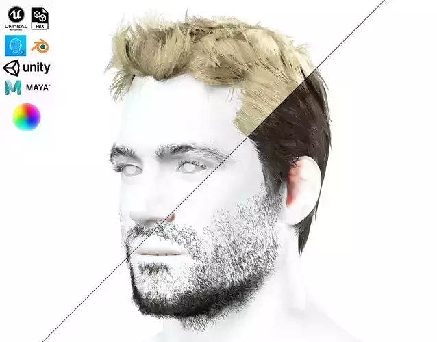 Short Messi Hair Style - Man Low-Poly Low-poly 3D model