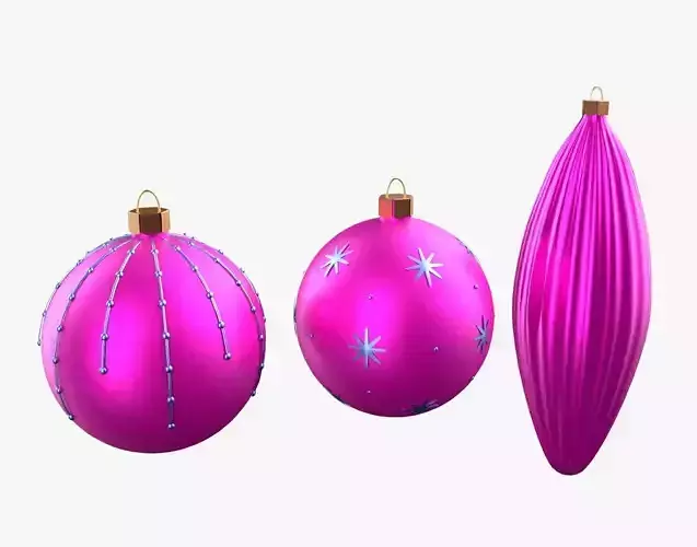 Christmas Tree Ornament Set1 - Pink LightBlue Low-poly 3D model