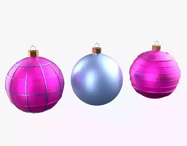 Christmas Tree Ornament Set3 - Pink LightBlue