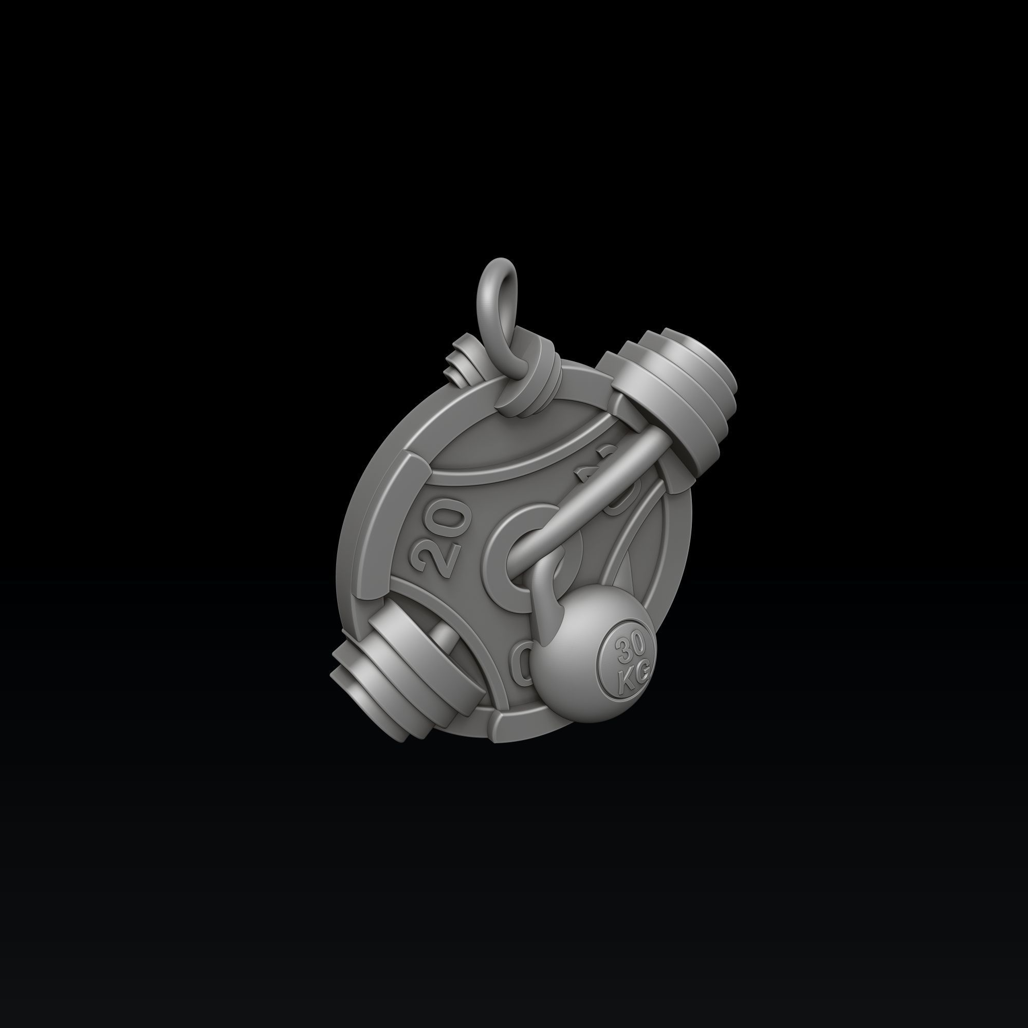 Gym Barbell Pendant 3D print model_7