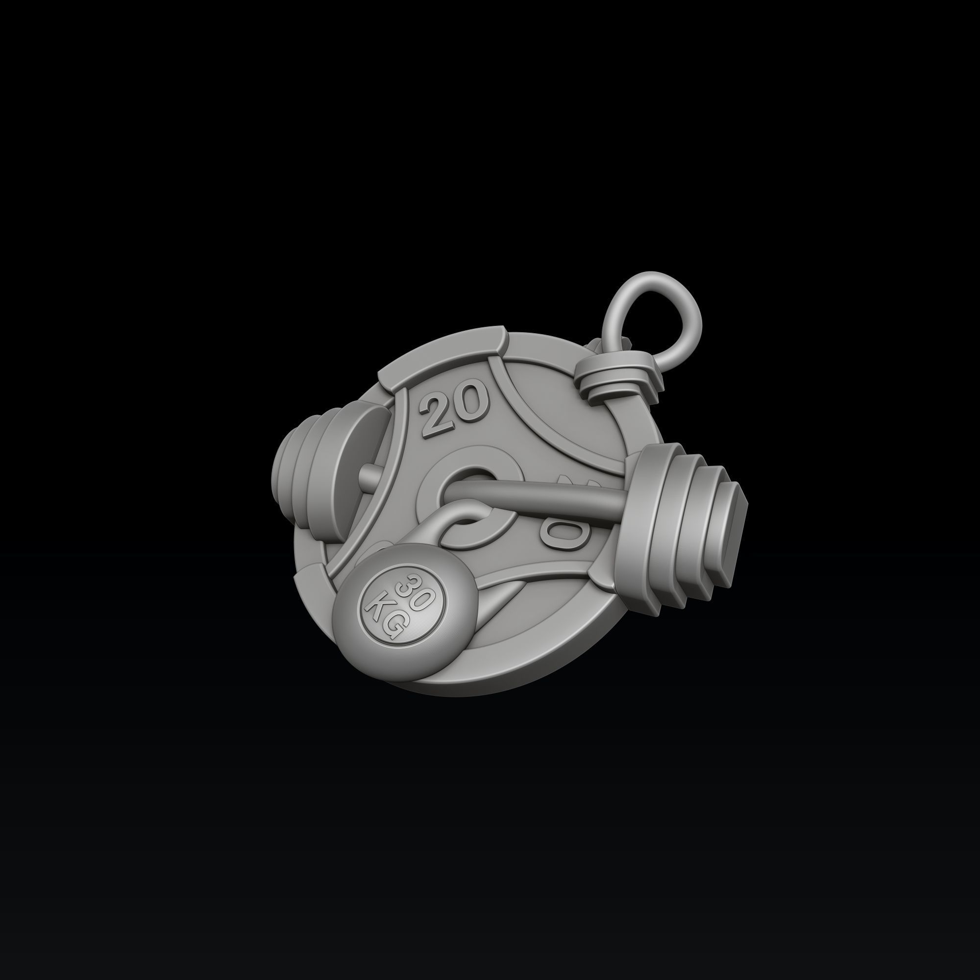 Gym Barbell Pendant 3D print model_4