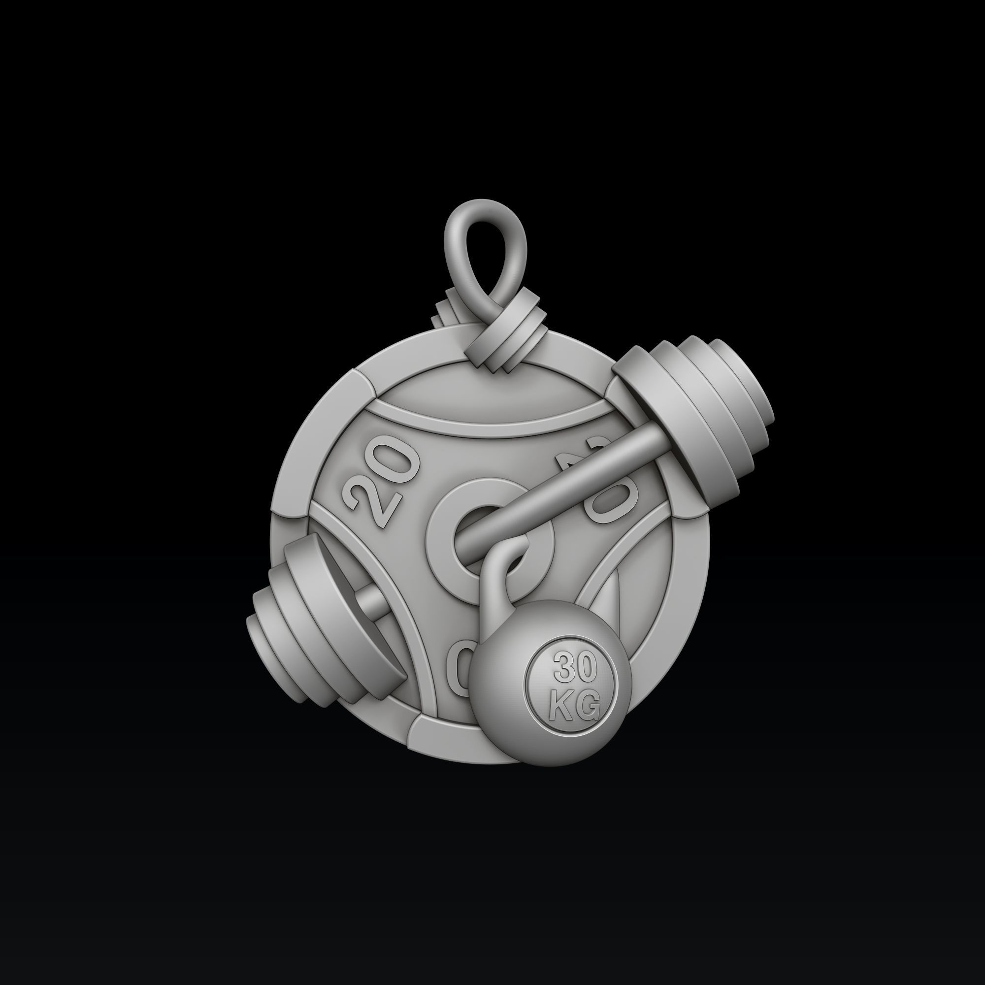 Gym Barbell Pendant 3D print model_3