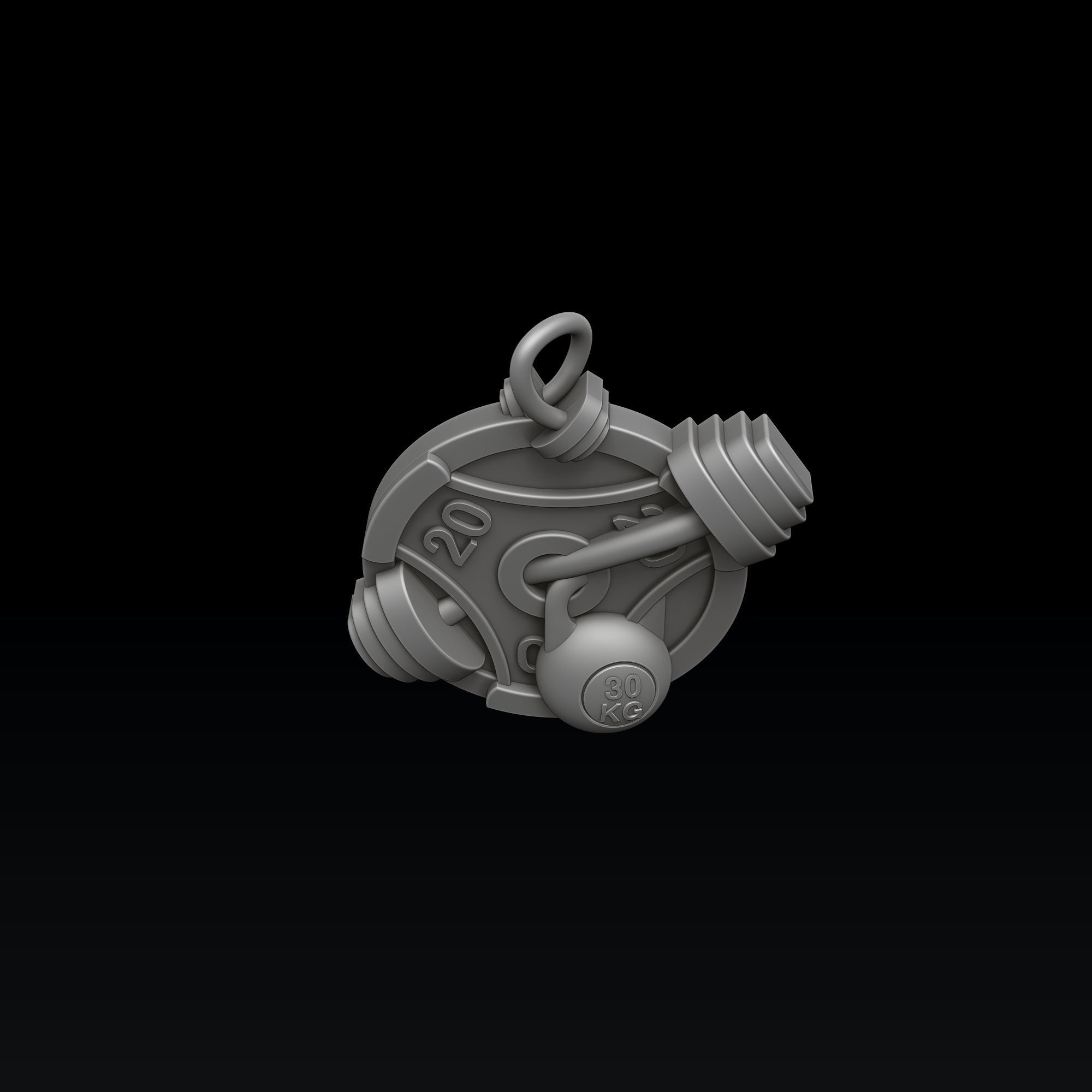 Gym Barbell Pendant 3D print model_6