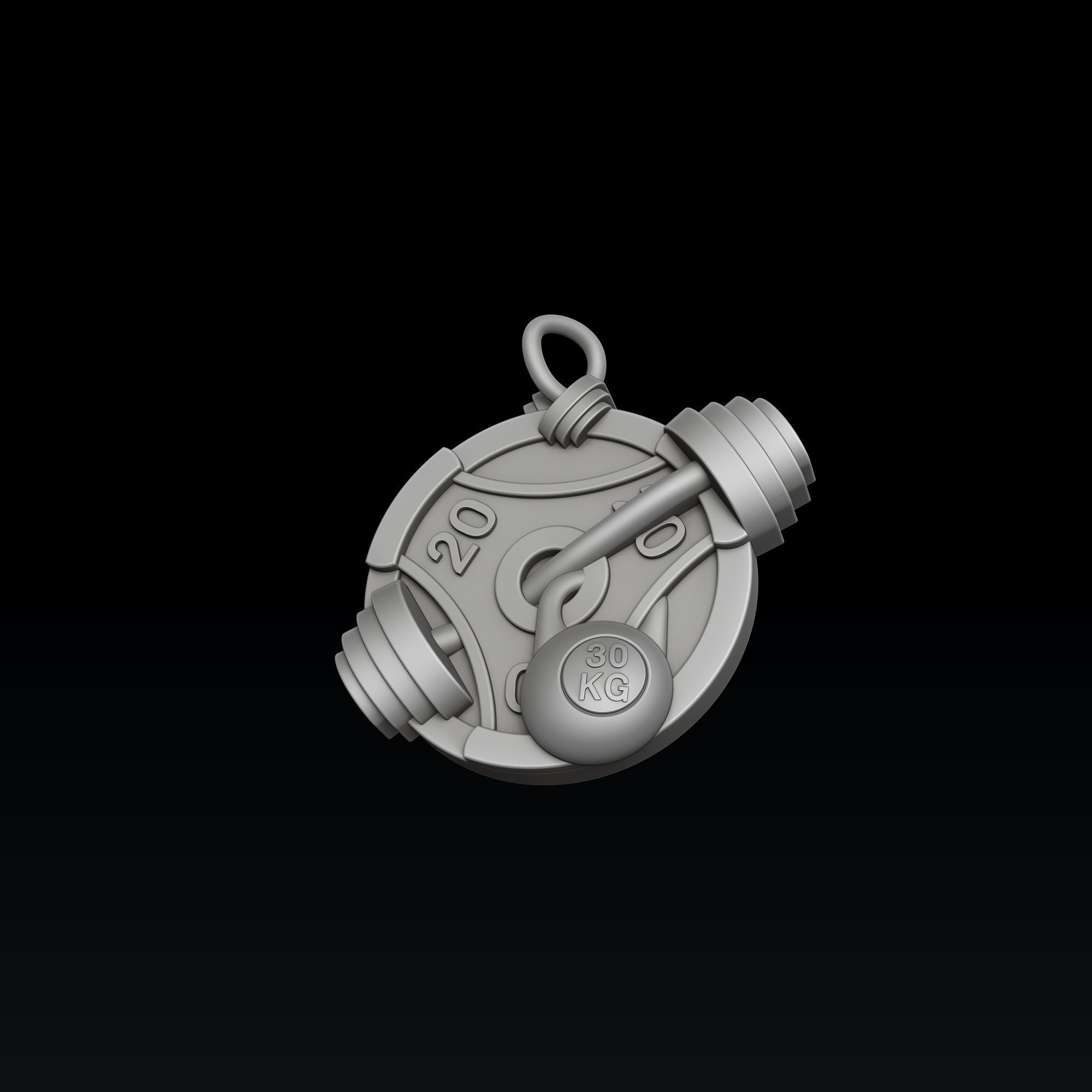 Gym Barbell Pendant 3D print model_1