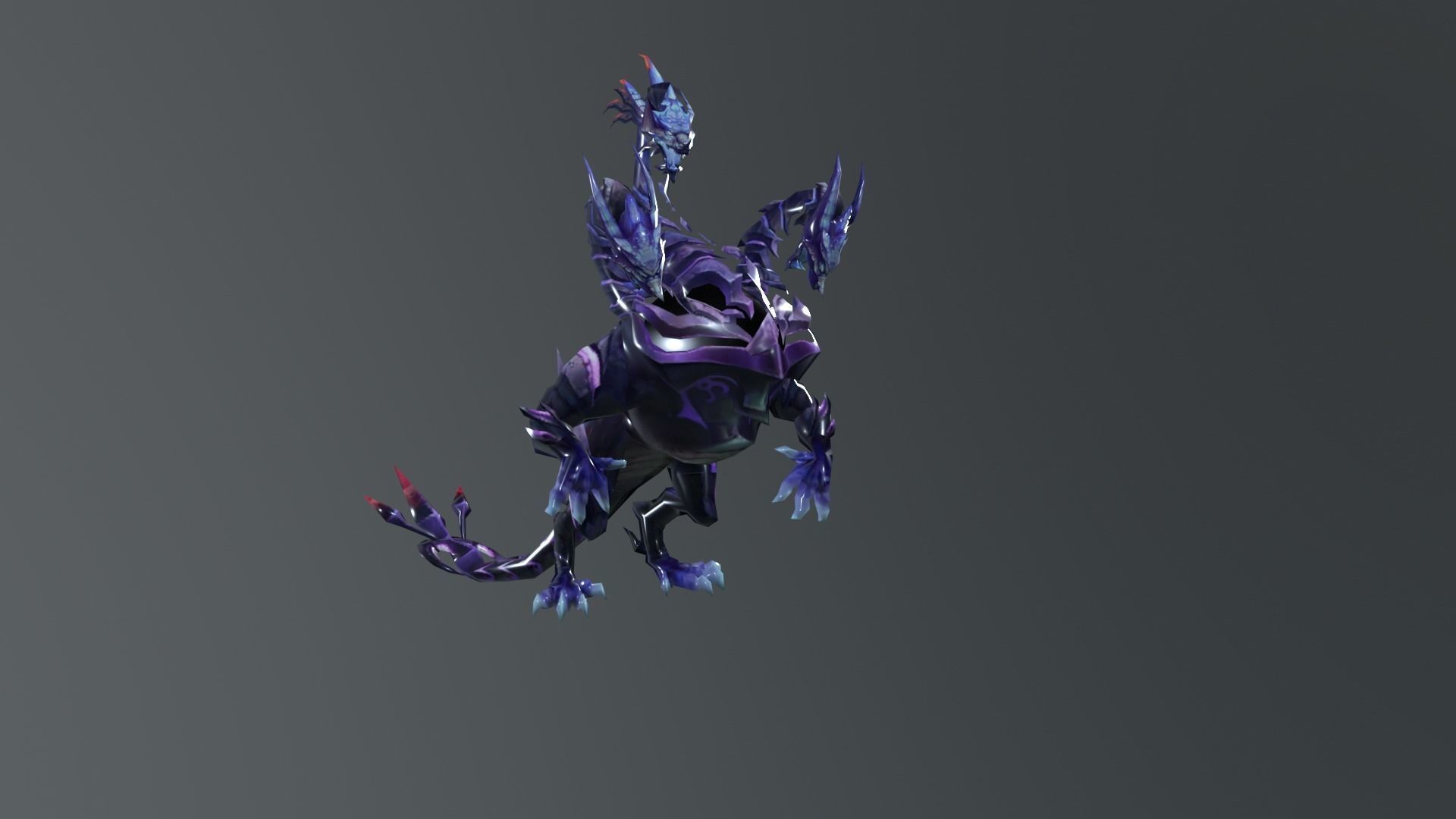 Three Head Dragon Blue Low-poly 3D model_5