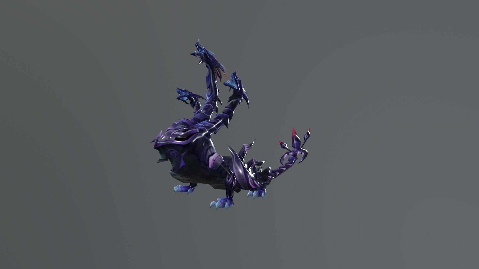 Three Head Dragon Blue Low-poly 3D model_4