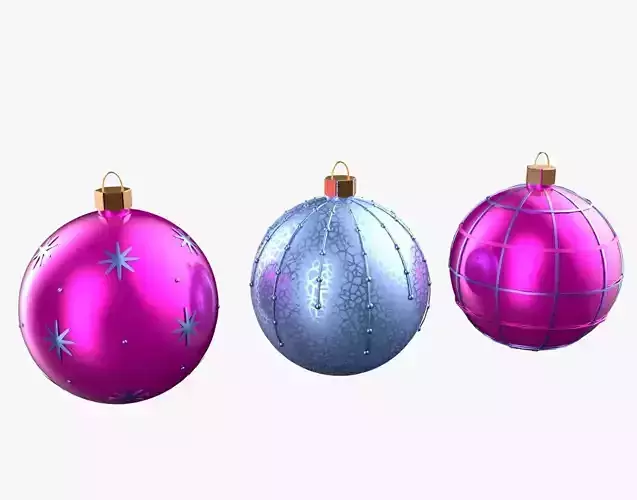 Christmas Tree Ornament Set4 - Pink LightBlue
