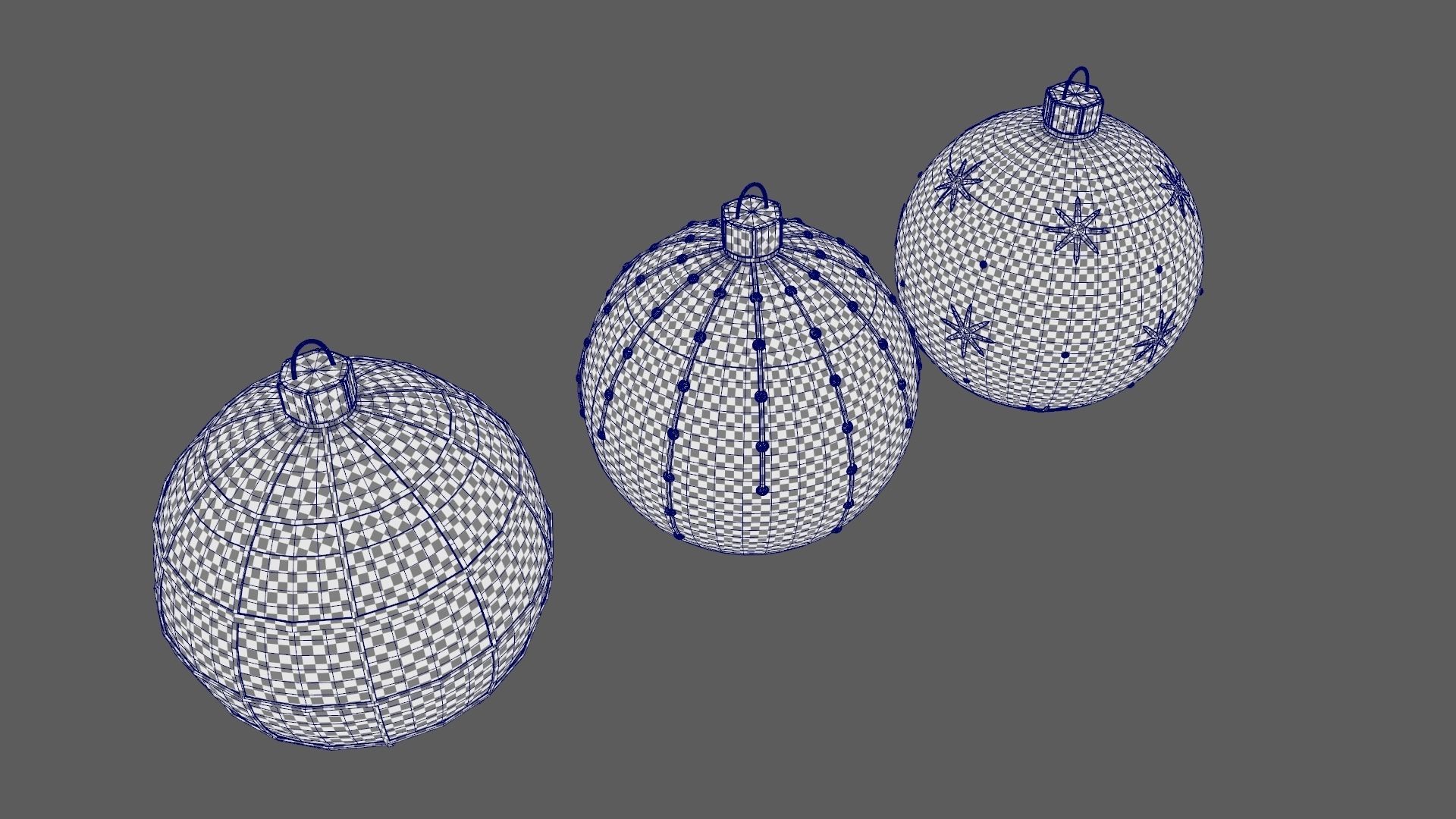 Christmas Tree Ornament Set4 - Pink LightBlue Low-poly 3D model_11