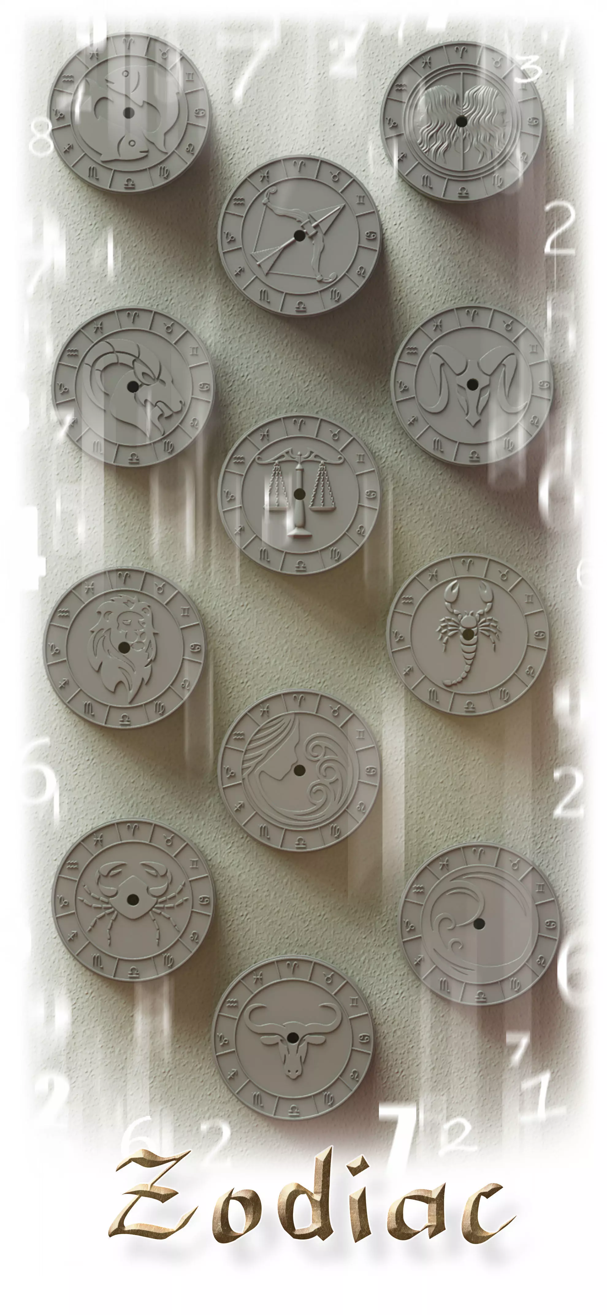 STL Zodiac clocks 3D print model