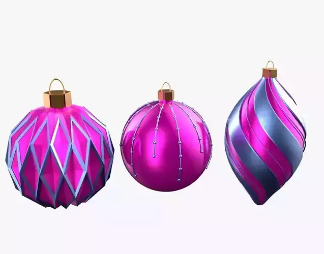 Christmas Tree Ornament Set5 - Pink LightBlue