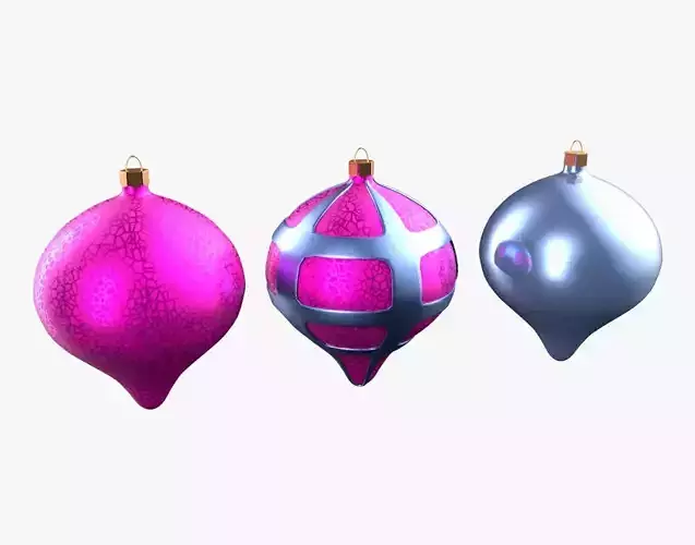Christmas Tree Ornament Set8 - Pink LightBlue