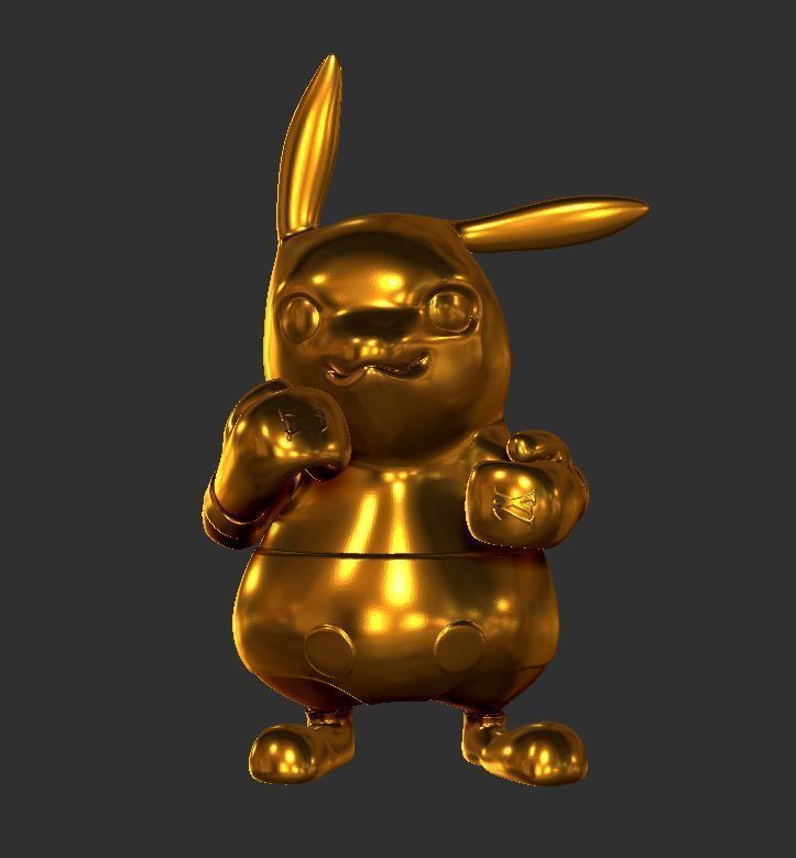 Pikachu in boxing gloves 3D Print ready model 3D print model 3D print model_3
